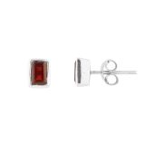 Silver Manhattan Garnet Stud Earrings