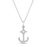 18K White Gold and Diamond Anchor Pendant