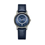 DiaMaster 33mm Ceramic Quartz Leather Strap Watch with Diamond Dial