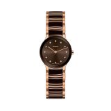 Centrix 23mm Ceramic Stainless Steel Rose PVD Plated Quartz Watch with Diamond Dial