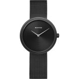 Bering 33mm Stainless Steel Black Ion Plated Quartz Watch with Mesh Strap