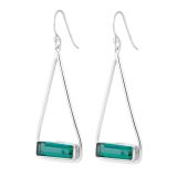 Silver Manhattan Green Tourmaline Swing Drop Earrings