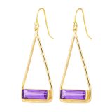 Juvi Yellow Gold Manhattan Amethyst Swing Drop Earrings