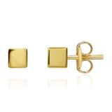 9k Gold Polish 4mm Cube Stud Earrings
