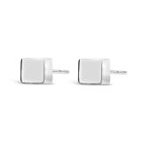 9k White Gold Cube 4mm Stud Earrings
