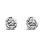 9k White Gold Ribbed Loop Knot Stud Earrings