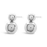 9k White Gold Double Ball Drop Stud Earrings