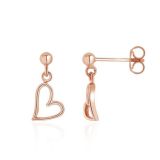 Weir Collection 9k Rose Gold Open Heart Drop Earrings