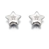 Little star silver diamond star stud earring