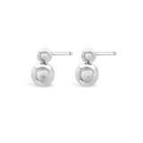 9k White Gold Double Ball Drop Stud Earrings Small
