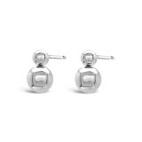 9k White Gold Double Ball Drop Stud Earrings Medium