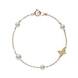 Mikimoto 18k Rose Gold 5.5mm Akoya Pearl Diamond Butterfly Bracelet pd257dz
