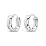 9K White Gold Polished Rounded Huggie Earrings