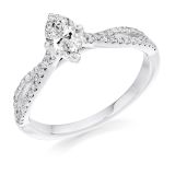 Platinum and diamond solitaire ring with diamond set shoulders