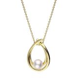 Mikimoto 18k Yellow Gold 7mm White Akoya Pearl Hoop Necklace