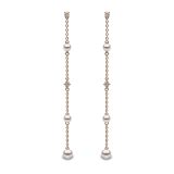 18k Yellow Gold Trend Cultured Freshwater Pearl and Diamond Earrings