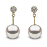18k Yellow Gold Novus Freshwater Pearl and Diamond Earrings