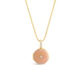 18K Rose Gold, Pink Enamel & Diamond Locket