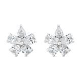 Weir Collection 18k Diamond Flower Cluster Earrings
