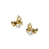Mikimoto 18 Carat Yellow Gold Jeux de Rubans Earrings