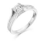 Platinum and diamond line band ring