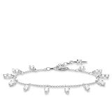 White Baguette Crystal Charm Sterling Silver Bracelet