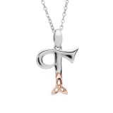 Sterling Silver Celtic Letter T Initial Pendant