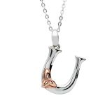 Sterling Silver Celtic Letter U Initial Pendant