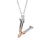 Sterling Silver Celtic Letter V Initial Pendant