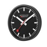 Swiss Railway 25cm, Black Dial, Quartz Movement, Stainless Steel Case Clock