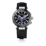 Newport Chrono 43mm, Black Dial, Quartz Movement, Stainless Steel Case, Leather Strap Watch