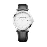 Classima 42mm White Dial Automatic Black Leather Bracelet Watch