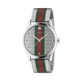 G-Timeless 42mm, Silver Green & Red Dial, Quartz Movement, Stainless Steel Watch