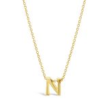 9k Yellow Gold N Initial Pendant on Chain