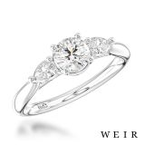 Platinum and round brilliant cut diamond engagement ring