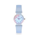 Swatch 25mm Ladies Casual Blue Silicone Strap Watch.