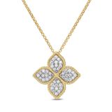 Princess Flower pendant in 18k yellow gold with diamonds.