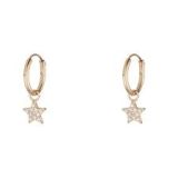 9K Yellow Gold Cubic Zirconia Star Hoop Earrings