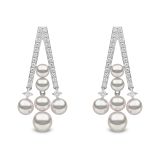 Sleek 18ct White Gold Akoya Pearl & Diamond Earrings