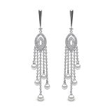 18k White Gold Sleek Akoya Pearl & Diamond Earrings