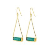 Juvi Yellow Gold Manhattan Swing Green Tourmaline Drop Earrings. Image one