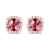 18k Pink Tourmaline and Diamond Earrings
