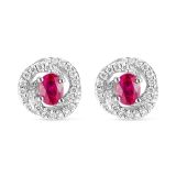 18k White Gold Ruby and Diamond Twist Earrings