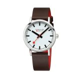 Classic 40mm White Dial Quartz Black Vegan Leather Bracelet Watch