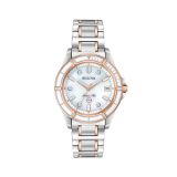 Bulova Marine Star Diamond Two Tone Watch, 34 mm, Automatic, Steel - Rose Gold Plated