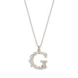 Floral Letter G Necklace Silver
