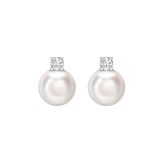 18ct white gold Akoya pearl and diamond stud earrings