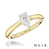 Yellow gold/platinum pear shape cut diamond engagement ring