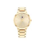 Bella Ladies 36mm Gold Dial Quartz Movement Gold Plated Stainless Steel Bracelet Watch