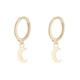 N9ne 9K Gold Hoop Moon Hanging Earrings